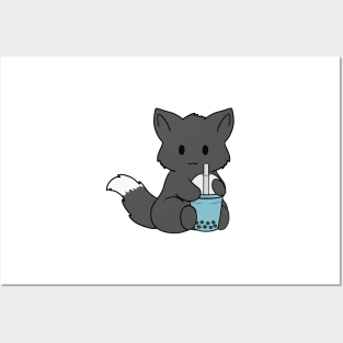 Bubble Tea Black Fox Posters and Art